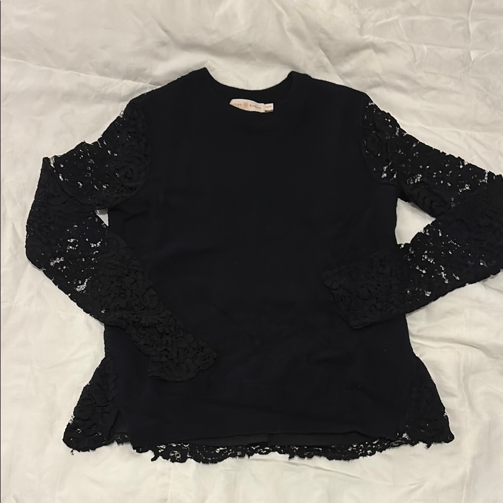 Elegant Black Lace Sleeve Women's sweater
